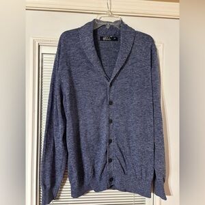 Classic Blue Men's Cardigan Sweater